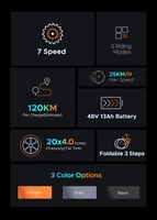 ENGWE EP-2 Pro Vélo électrique pliable - Puissance 250W | Batterie 13Ah | Vitesse 15.5mph | Autonomie 75mi